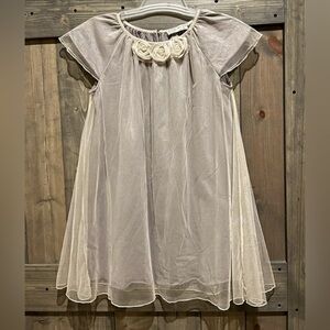 ZARA KIDS Girls Taupe Tulle Dressy Dress Cotton 11 12 EUC Exquisite